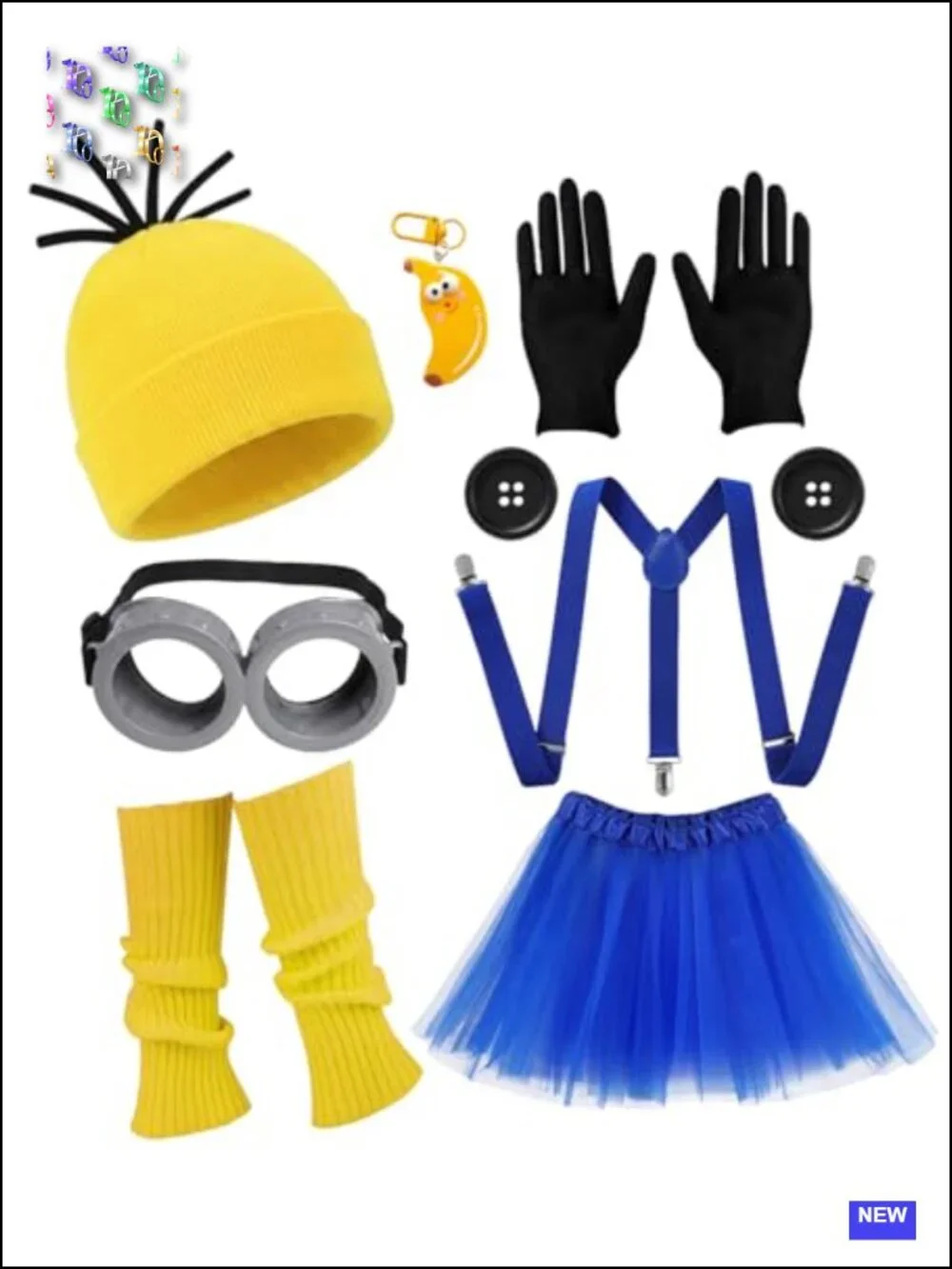 Kids Halloween Costume Accessory Kit Tutu Suspenders Beanie Goggles 8pc